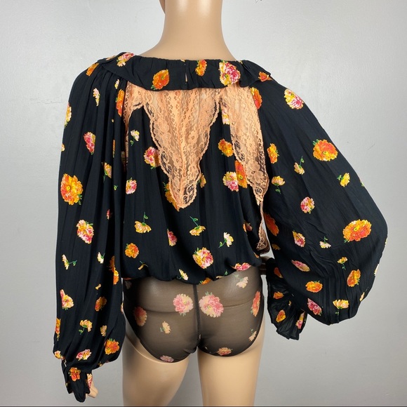 NEW FREE PEOPLE FLORAL PRINTED LONG SLEEVE BODYSUIT - Picture 8 of 9